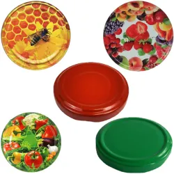 Set 50 capace borcan simple, fructe, legume, miere, 63-100mm