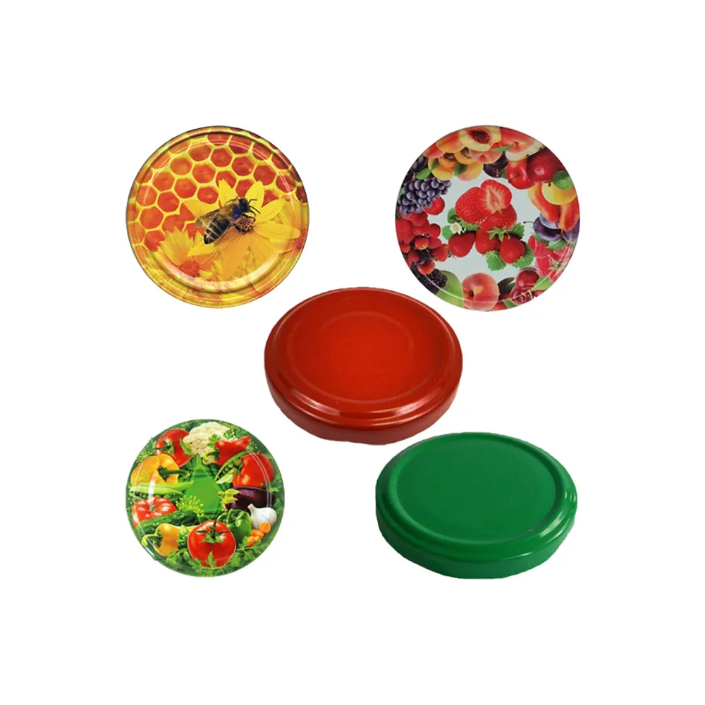 Set 50 capace borcan simple, fructe, legume, miere, 63-100mm