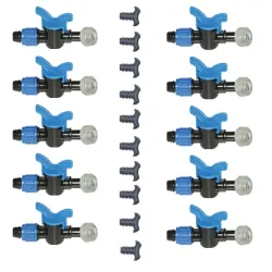 Set 10 x robinet strangere pentru tub picurare cu garnitura, 10 x Dop tub insert Agronomat 16mm