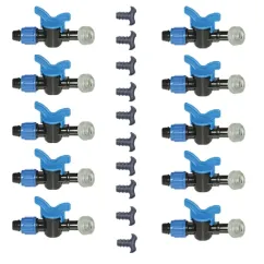Set 10 x robinet strangere pentru tub picurare cu garnitura, 10 x Dop tub insert Agronomat 16mm