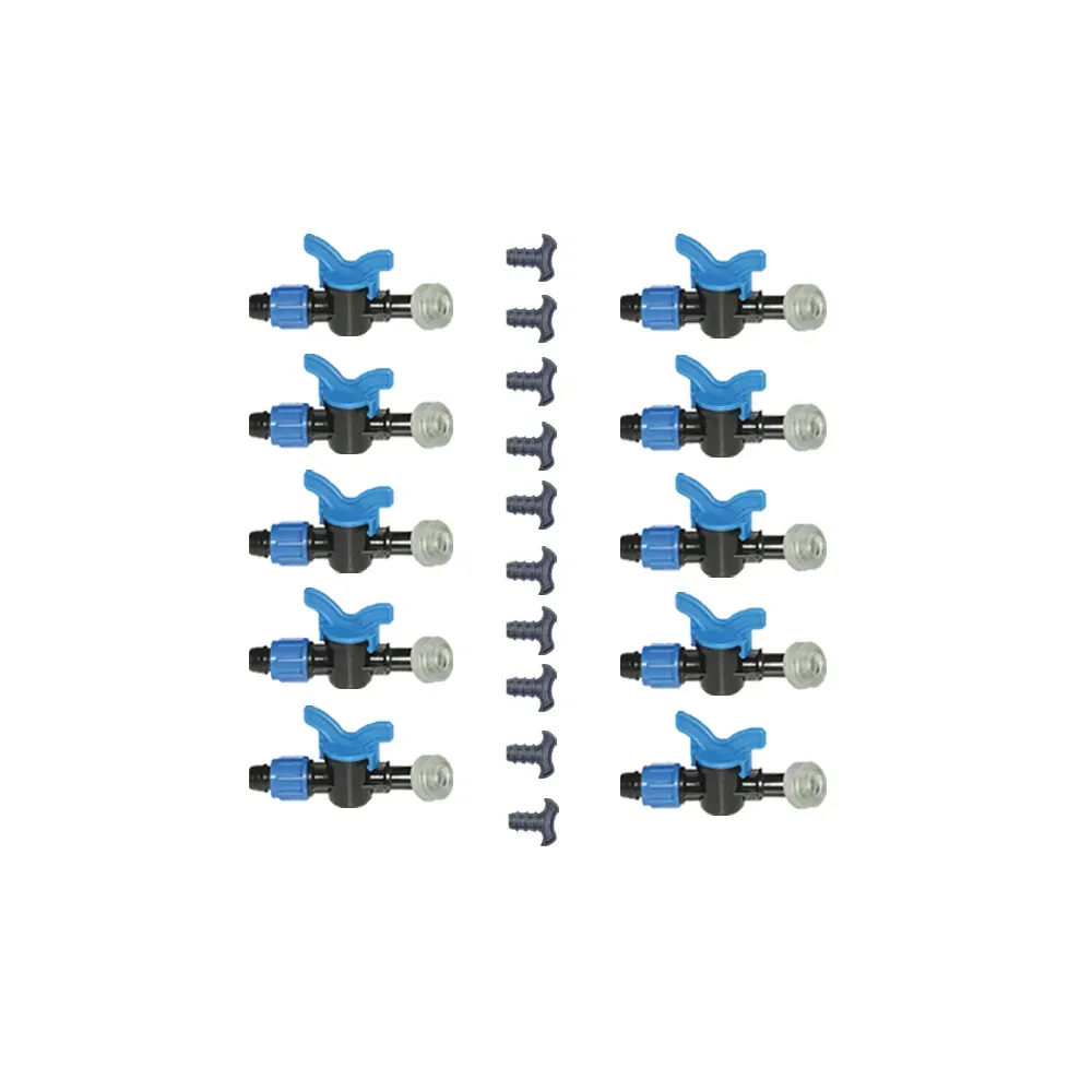 Set 10 x robinet strangere pentru tub picurare cu garnitura, 10 x Dop tub insert Agronomat 16mm